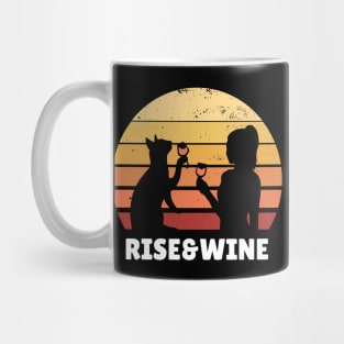 Rise and Wine Vintage Cat Lover for Women Mug